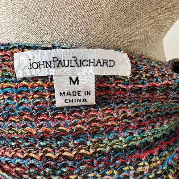 John Paul Richard Woman's Multicolor Knit Casual Blouse Sweater Medium - Picture 4 of 5